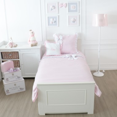 Junior-Bettwäsche-Set – Weiß und Rosa
