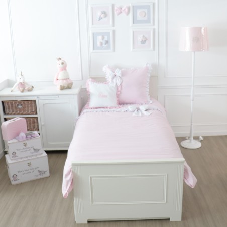 Junior-Bettwäsche-Set – Weiß und Rosa