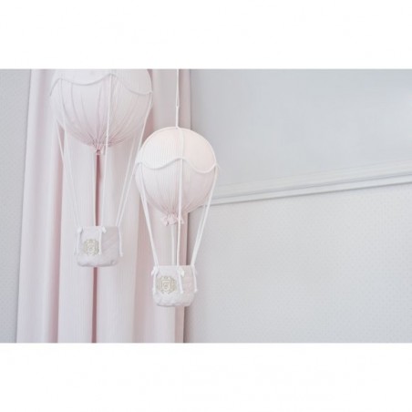 Candeeiro - Balão de Ar Quente em Veludo Rosa e Dourado