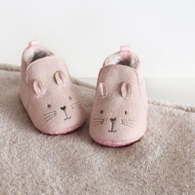 Pantuflas de bebé - Conejo rosa
