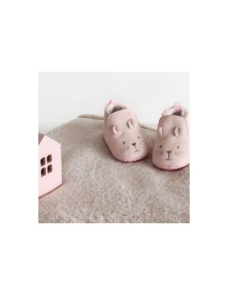Babyhausschuhe - Rosa Hase