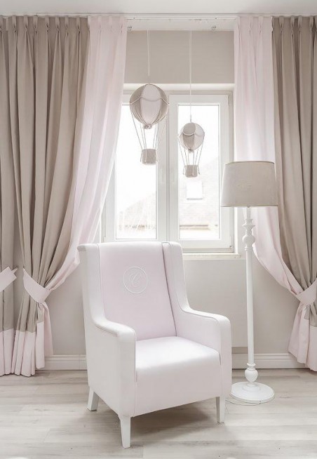 Sospensione - Mongolfiera beige e rosa