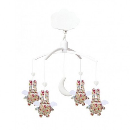 Móbile Musical - Estrelas de Linho - rosa