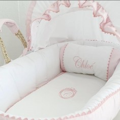 Berço Palm - Medalhão grande - branco e rosa pó 2