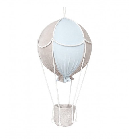 Suspension - Montgolfière bleu ciel et beige