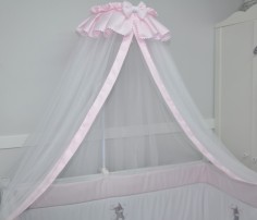 Baldacchino per lettino in zanzariera voile rosa cipria
