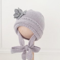 Gorro - Flor gris