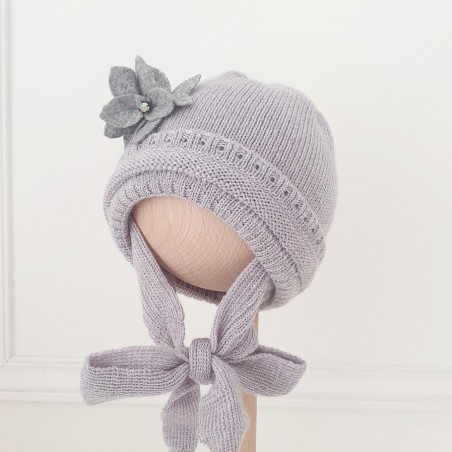 Gorro - Flor gris