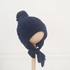 Bonnet - Bleu marine - Pompom