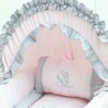 Cuna de bebé niña rosa y gris