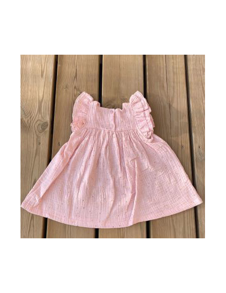 Rosa-goldenes Kleid – Baumwollgaze