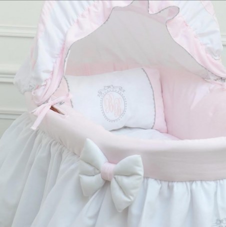 Couffin Gris Souris & Blanc - Collection Médaillon Couture