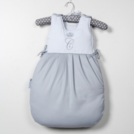 Gigoteuse naissance couronne gris et blanc