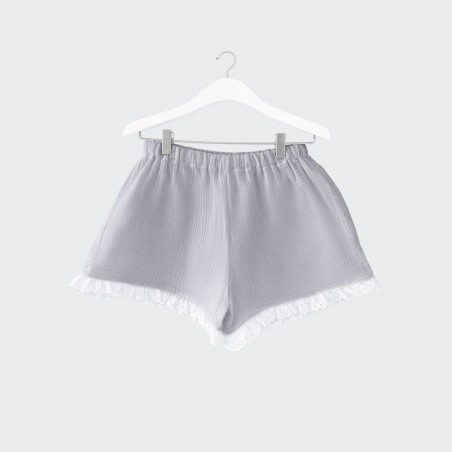 Short large en mousseline - Blanc