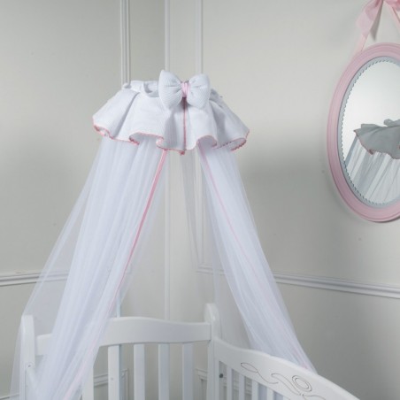 Dosel de cama de bebé con mosquitera de velo blanco