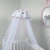 Dossel para cama de bebê com mosquiteiro de véu branco