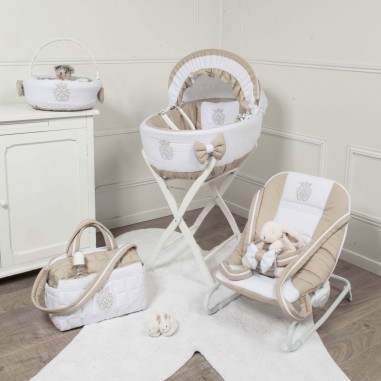 Conjunto de tumbonas, Cesta acolchada, Bolsa de maternidad, Moisés y su soporte - Colección Arabesque