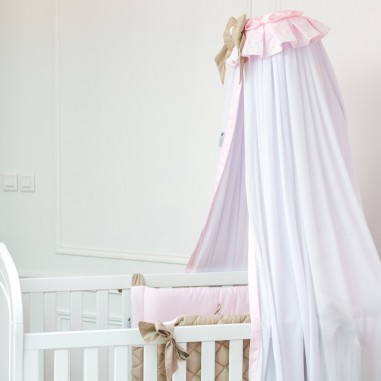 Dossel para Cama - Rosa e Bege - Coleção Do Ré Mi