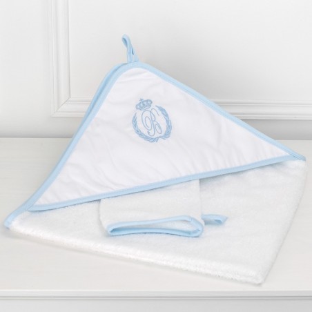 Cape de Bain & Gant de Toilette - Collection César Bleu Ciel
