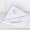 Cape de Bain & Gant de Toilette - Collection César Bleu Ciel