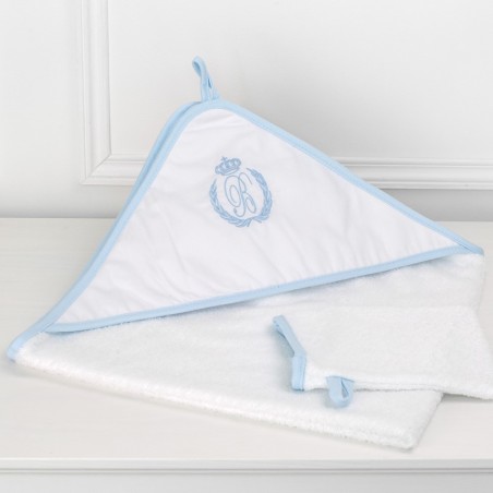 Cape de Bain & Gant de Toilette - Collection César Bleu Ciel