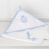 Cape de Bain & Gant de Toilette - Collection César Bleu Ciel